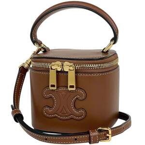 Celine Mini Vanity Case Cuir Triomphe 2-Way Shoulder Bag with Double Zipper, ...